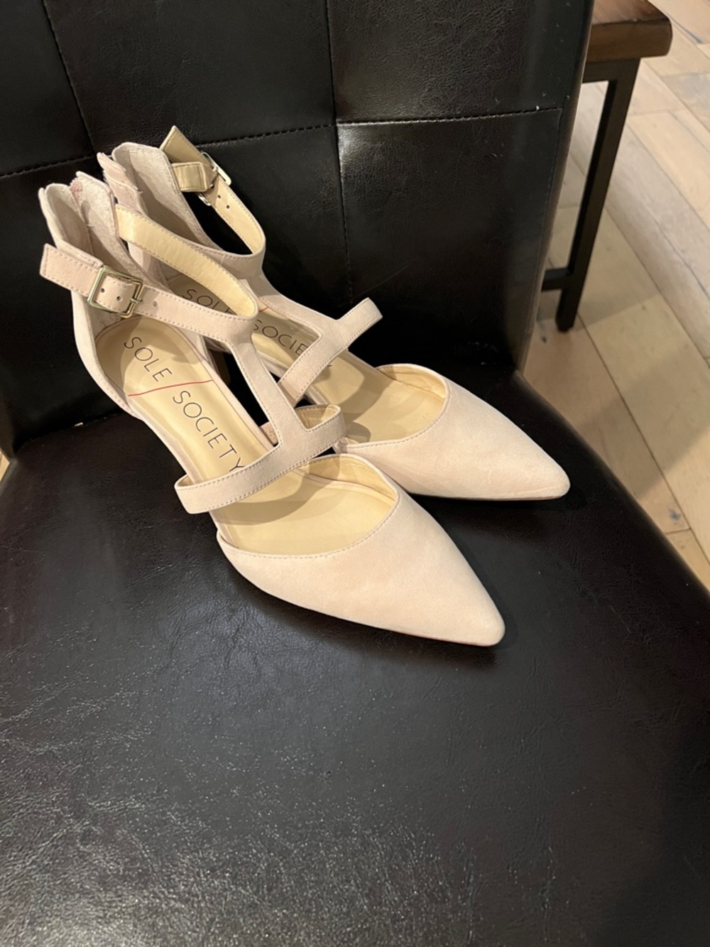 Sole Society Blush Pointed-Toe Strappy Heels